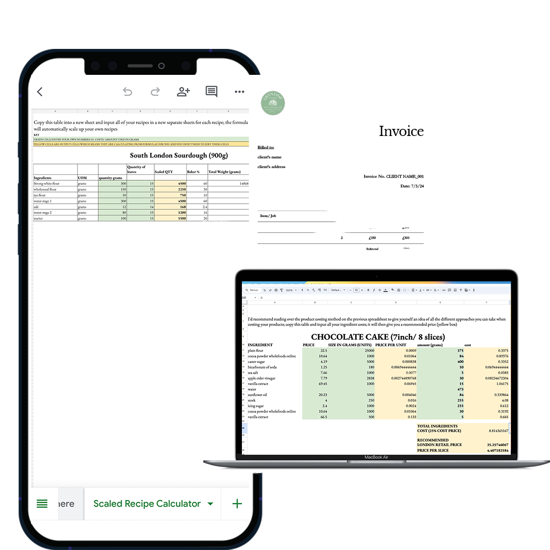 Ultimate Micro Bakery Spreadsheet & Invoice Bundle